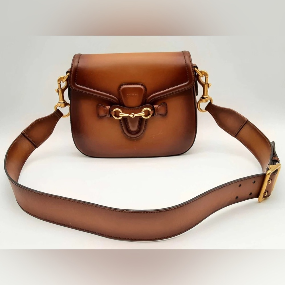 Gucci Medium Lady Brown Calfskin Leather Crossbody Bag